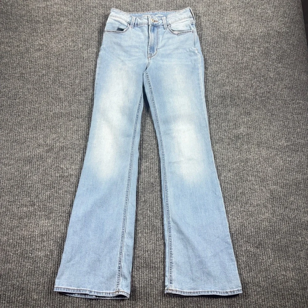Old Navy Wow Flare Jeans Womens 0 Light Blue High Rise Stretch Denim 0807